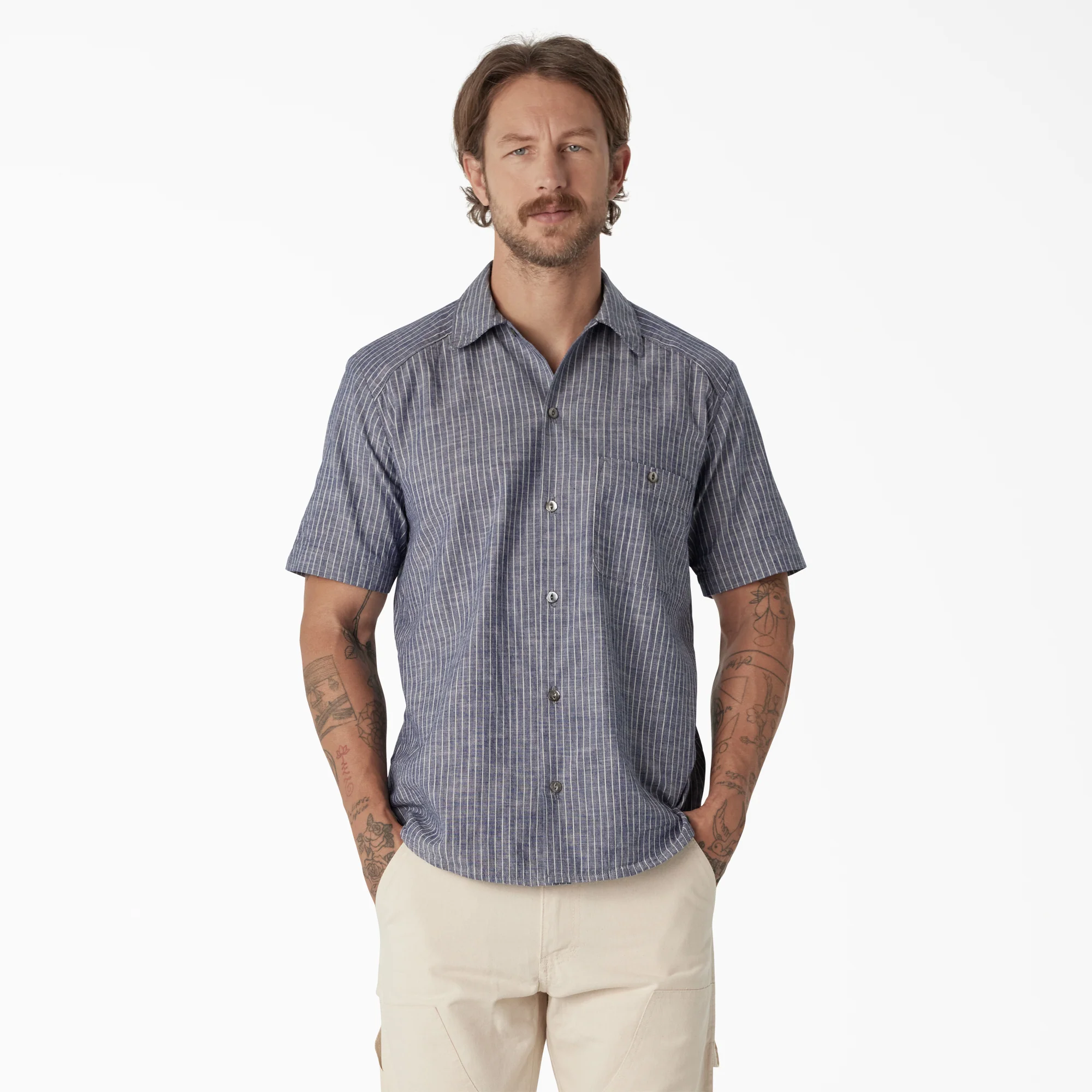 Dickies 1922 Short Sleeve Striped Chambray Shirt