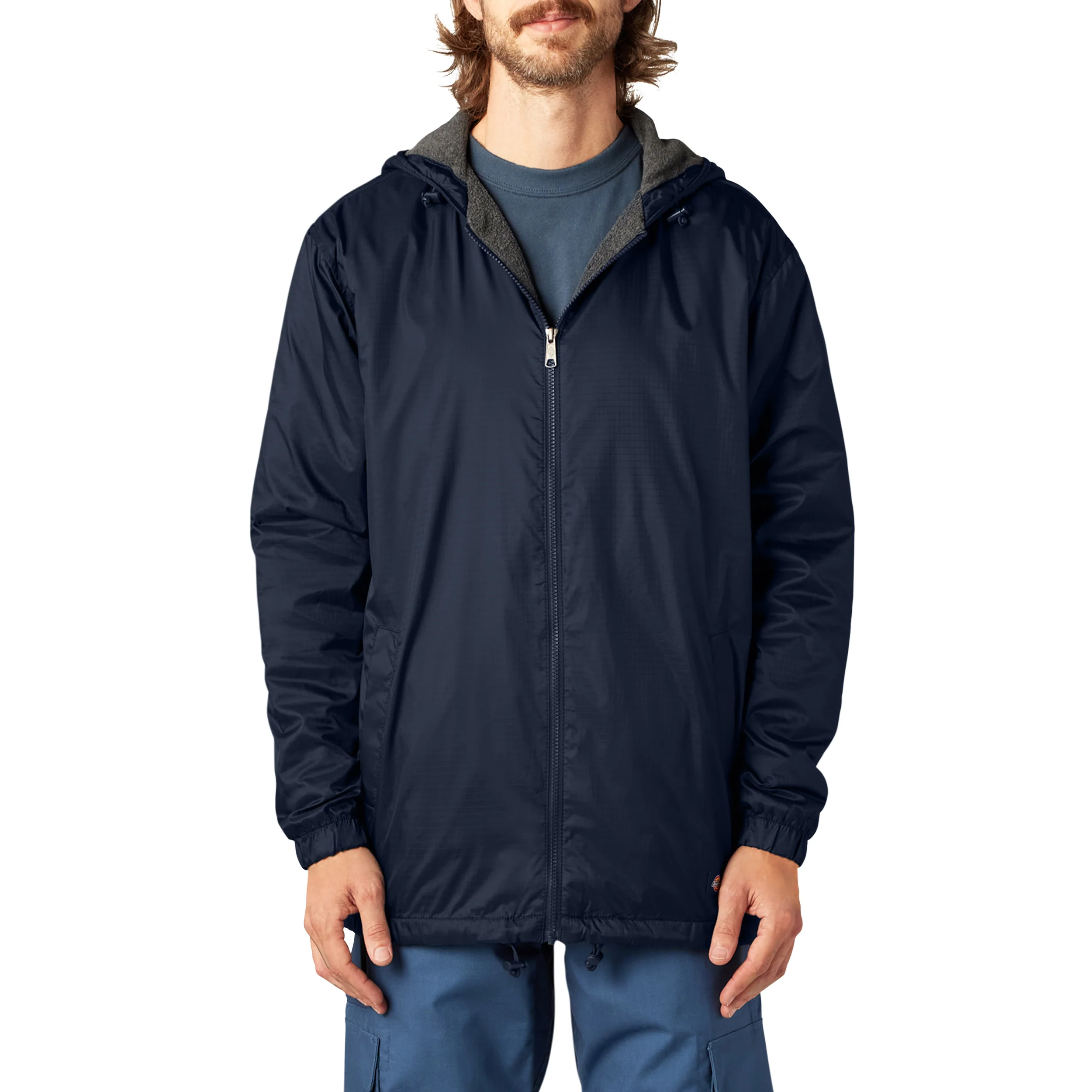 Fleece Lined Nylon Hooded Jacket