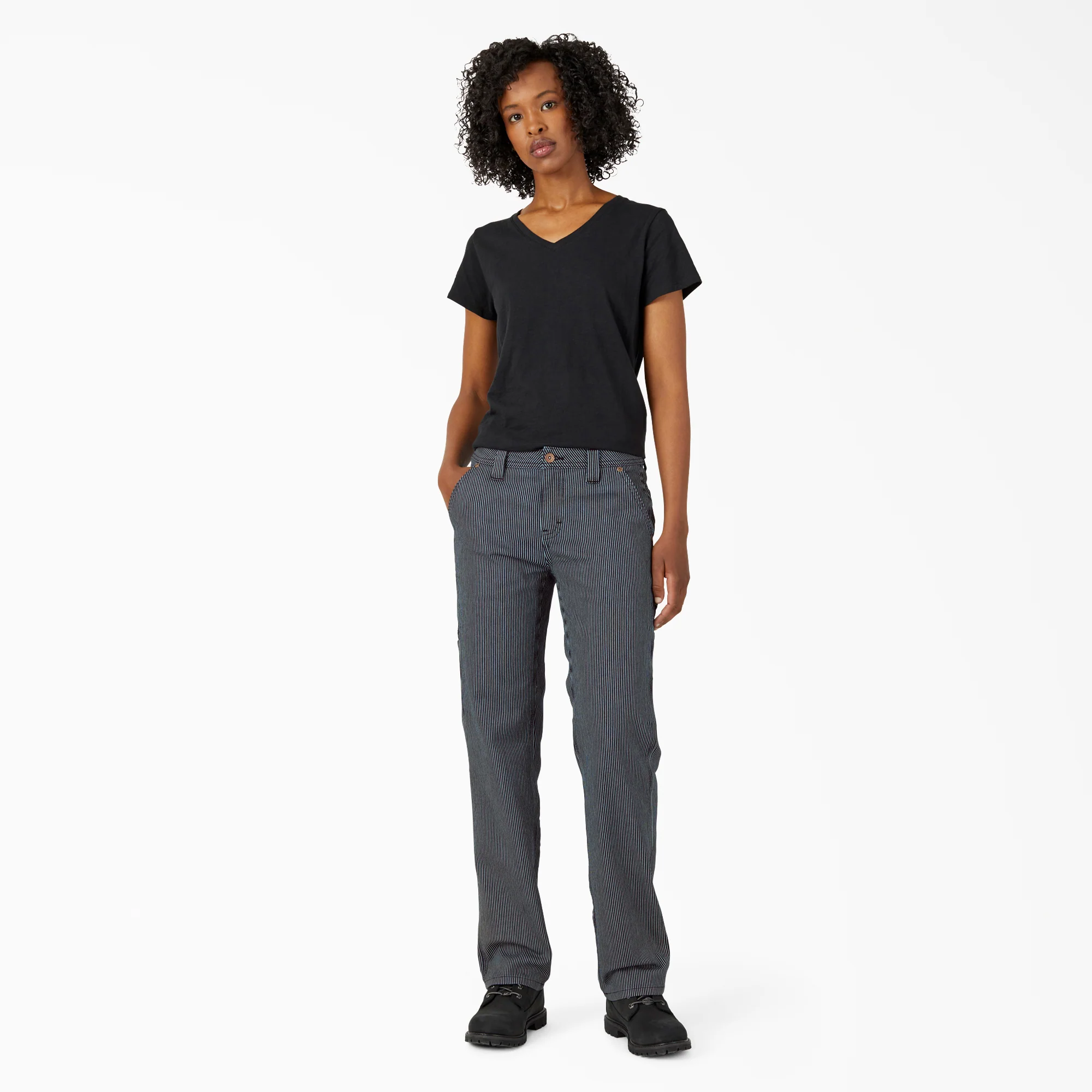 Women's FLEX Relaxed Fit Hickory Stripe Carpenter Pants 5 Women's FLEX Relaxed Fit Hickory Stripe Carpenter Pants