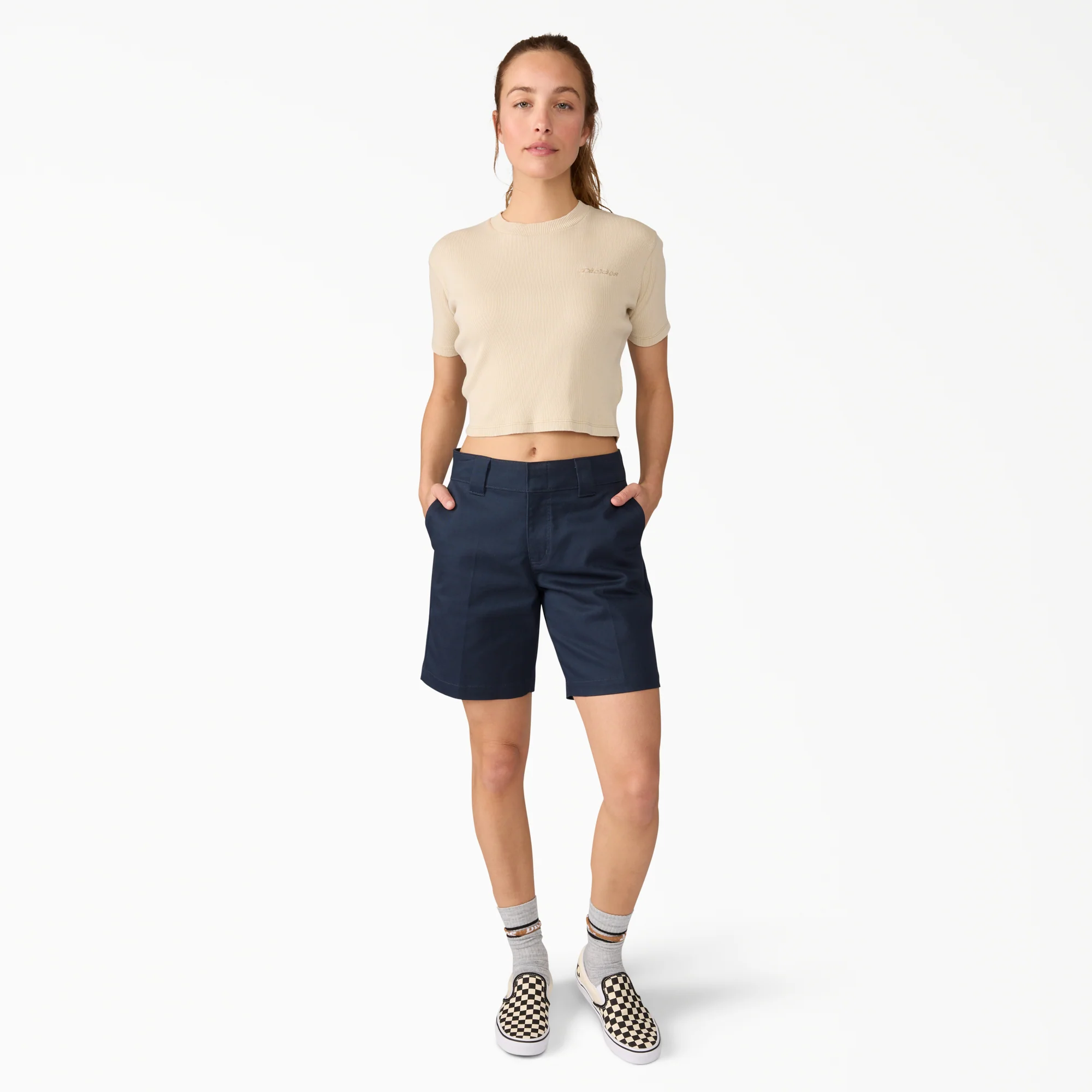 Women's Super Flex Flat Front Shorts, 9" 4 Women's Super Flex Flat Front Shorts, 9"